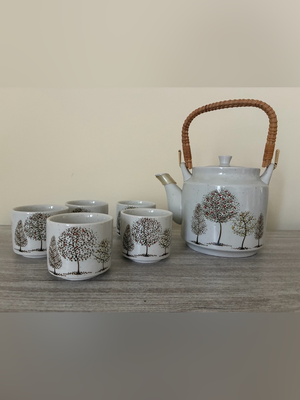 Otagiri Trees Tea Set - Teapot & 5 Cups with Original Stickers MCM